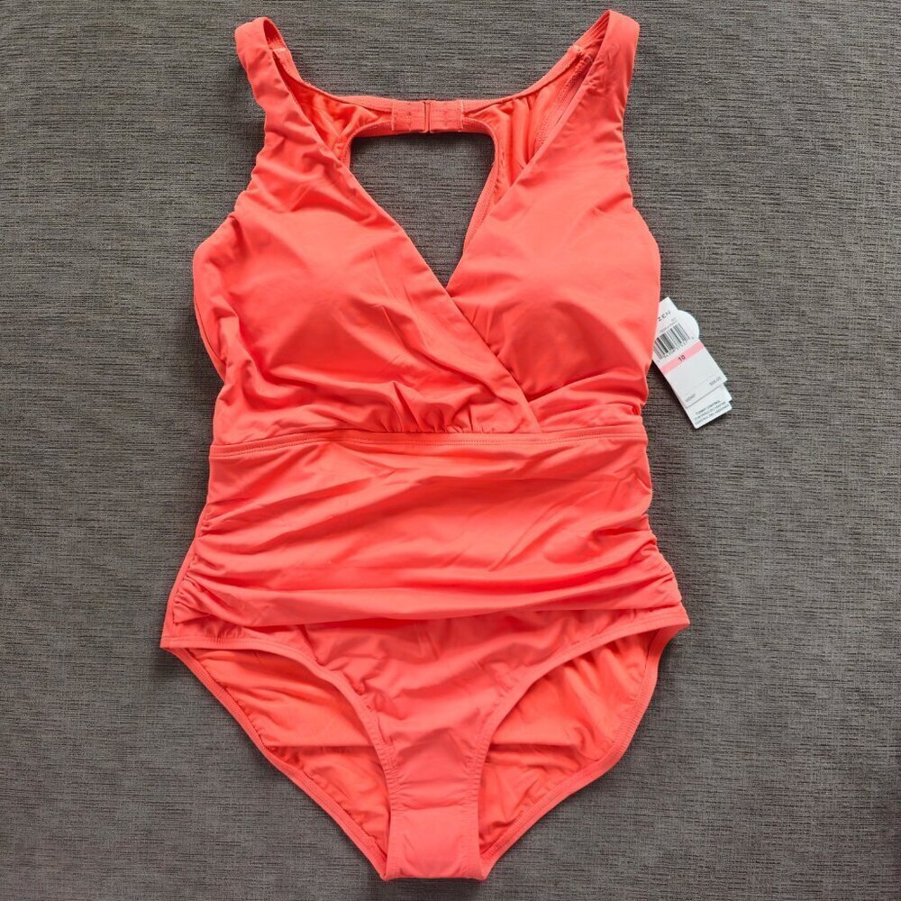 NWT JANTZEN Women's Peach Jewel Portrait Back One-piece Swimsuit Size 10 - Picture 5 of 13